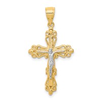 10K and White Rhodium Crucifix Pendant view 1