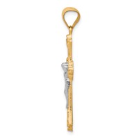 10K and White Rhodium Fleur De Lis Crucifix Pendant view 2
