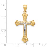 10K and White Rhodium Fleur De Lis Crucifix Pendant view 3
