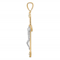 10K and White Rhodium Polished CZ Large Crucifix Pendant view 2