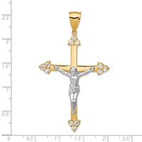 10K and White Rhodium Polished CZ Large Crucifix Pendant view 3