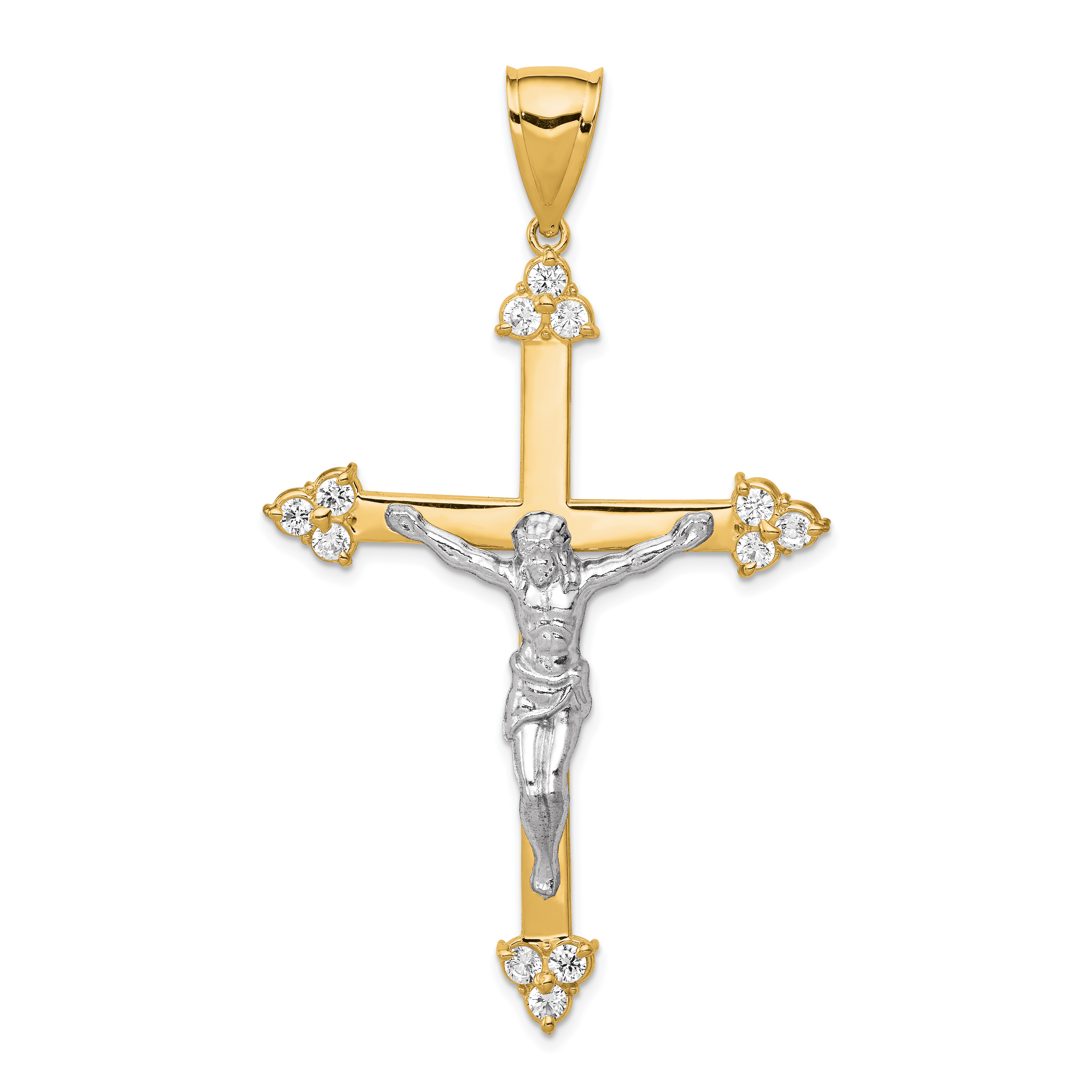 10K w/Rhodium CZ Crucifix Pendant (10C1091)