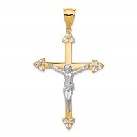 10K and White Rhodium Polished CZ Large Crucifix Pendant view 1