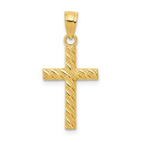 10K Yellow Gold Textured Cross Pendant view 1
