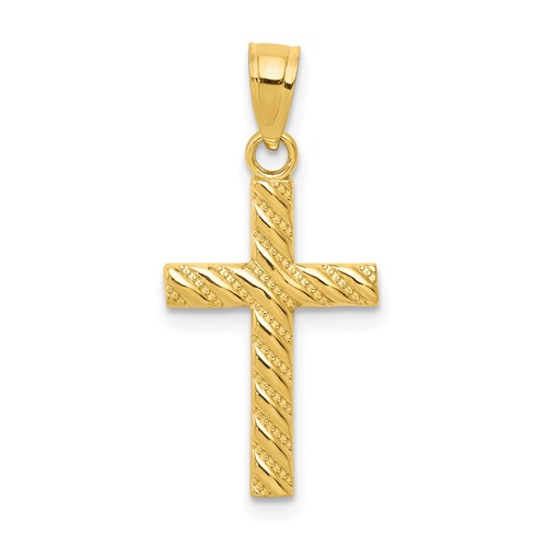 10K Yellow Gold Textured Cross Pendant