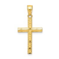10K Yellow Gold Diamond-Cut Cross Pendant view 1