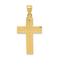 10K Yellow Gold Textured Cross Pendant view 1