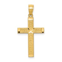 10K Yellow Gold Diamond-cut Cross Pendant view 1