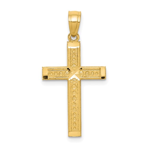 10K Yellow Gold Diamond-cut Cross Pendant