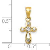 10K Yellow Gold Small CZ Cross Pendant view 3