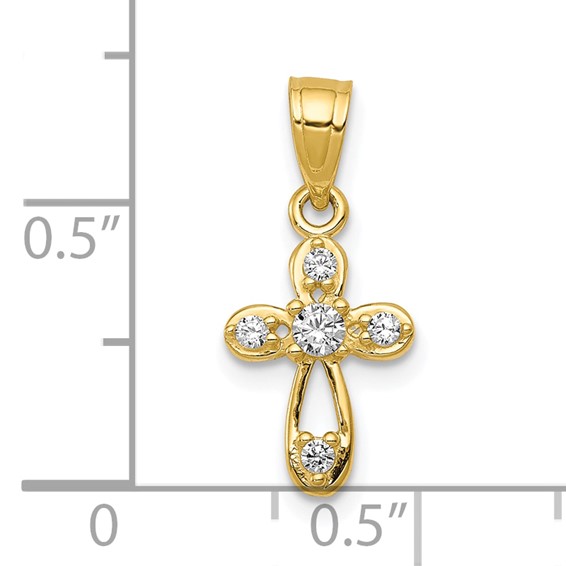 10k Small CZ Cross Pendant