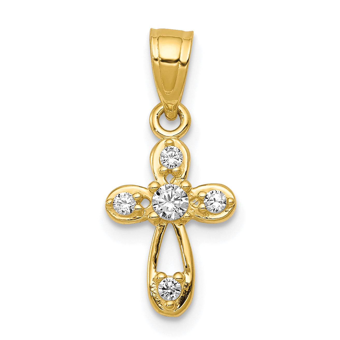 10k Small CZ Cross Pendant (10C1108)