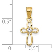 10K Yellow Gold Small CZ Cross Pendant view 3