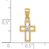 10K Yellow Gold Small CZ Cross Pendant view 3