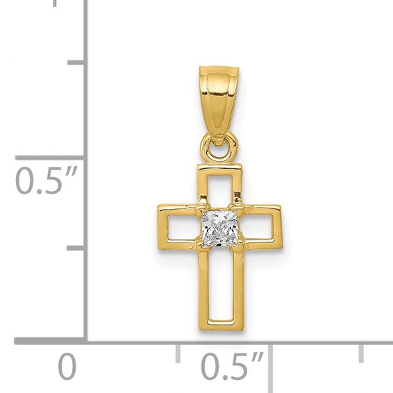 10k Small CZ Cross Pendant