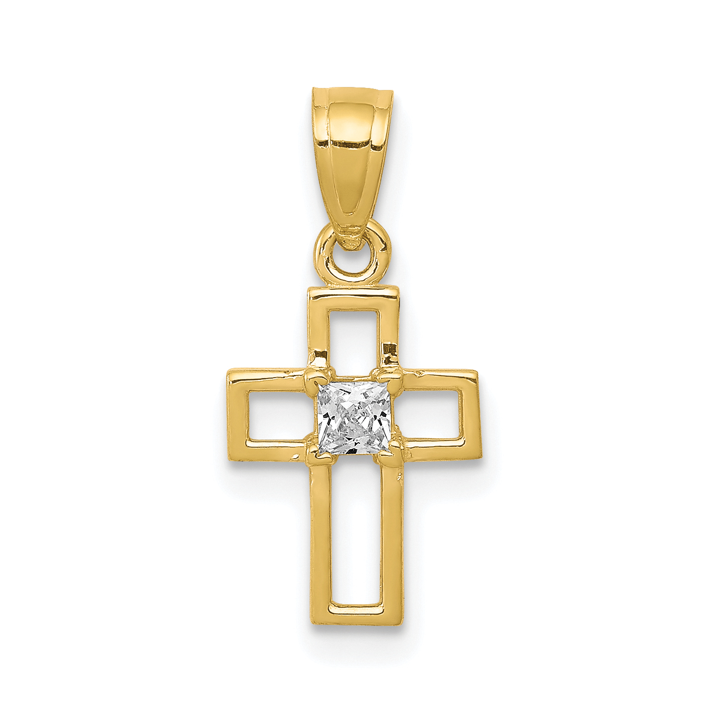 10k Small CZ Cross Pendant (10C1110)