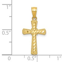 10K Yellow Gold Diamond-Cut Cross Pendant view 3