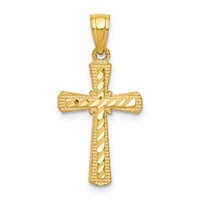 10K Yellow Gold Diamond-Cut Cross Pendant view 1