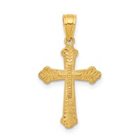 10K Yellow Gold Budded Cross Pendant view 1