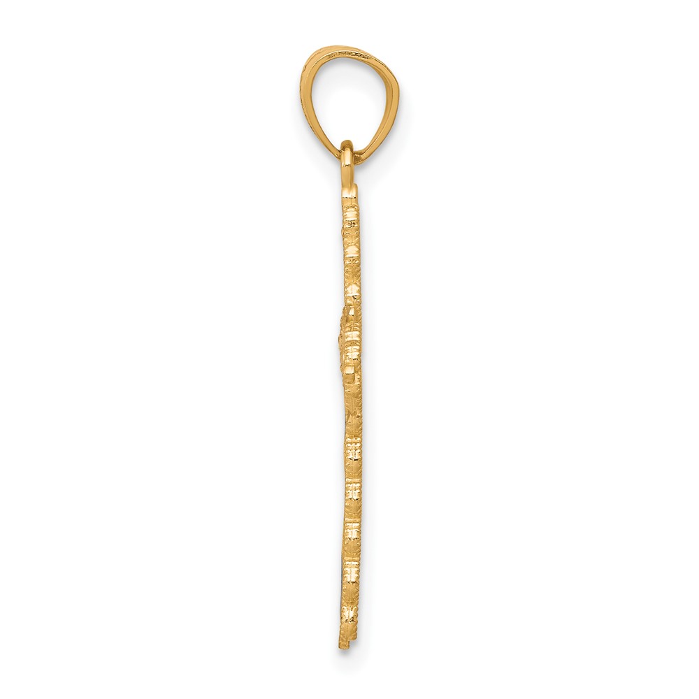 10K w/ Rhodium Diamond-Cut Cross Pendant (10C1125)