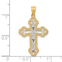 10K Pendant with Rhodium Diamond-Cut Cross view 3