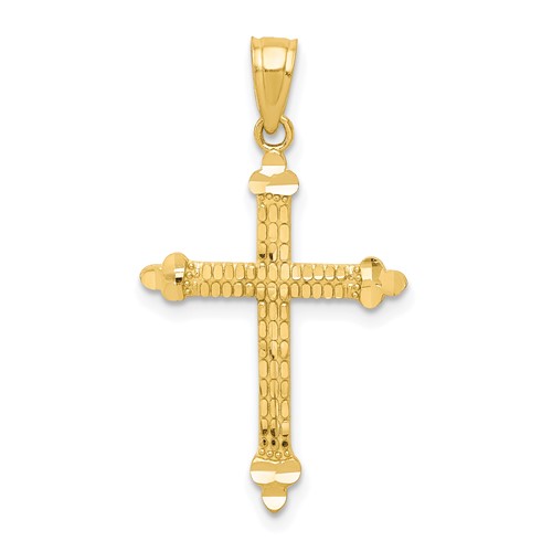 10K Yellow Gold Budded Cross Pendant