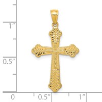 10K Yellow Gold Budded Cross Pendant view 3