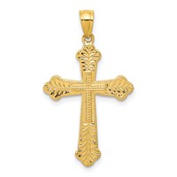 10K Yellow Gold Budded Cross Pendant view 1
