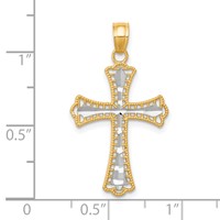 10K Pendant with Rhodium Diamond-Cut Cross view 3