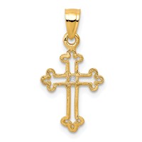 10K Yellow Gold Small CZ Cross Pendant view 4