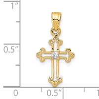10K Yellow Gold Small CZ Cross Pendant view 3