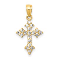 10K Yellow Gold CZ Passion Cross Pendant view 1