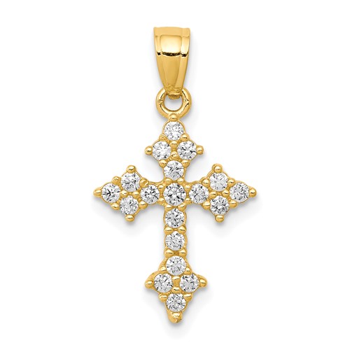 10K Yellow Gold CZ Passion Cross Pendant