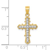 10K Yellow Gold CZ Cross Pendant view 3