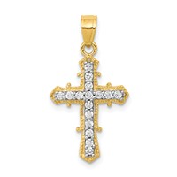 10K Yellow Gold CZ Cross Pendant view 1
