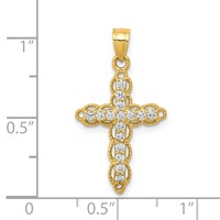 10K Yellow Gold CZ Filigree Cross Pendant view 3
