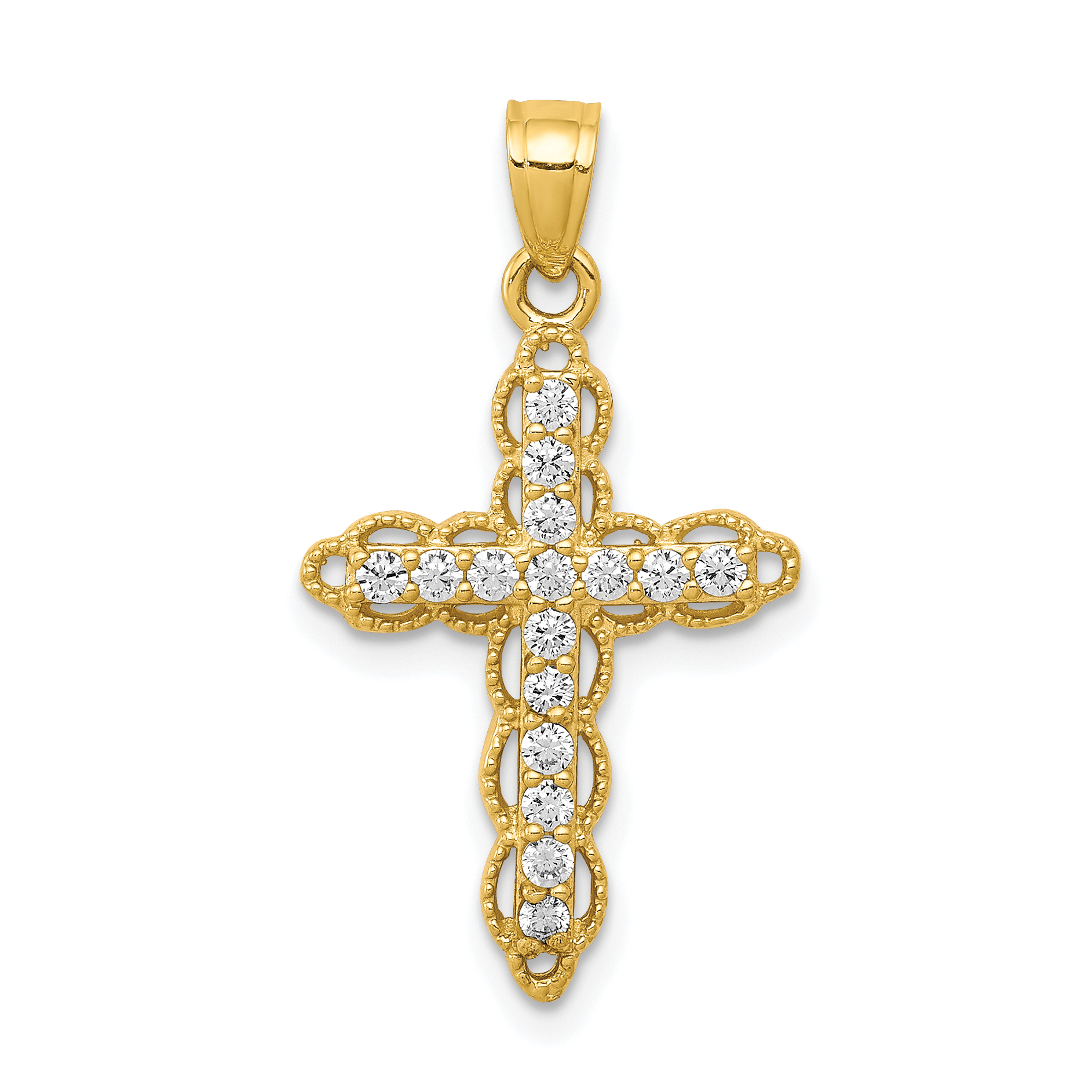 10k CZ Filigree Cross Pendant (10C1139)
