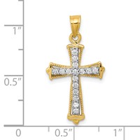 10K Yellow Gold CZ Cross Pendant view 3