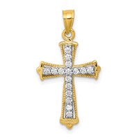10K Yellow Gold CZ Cross Pendant view 1