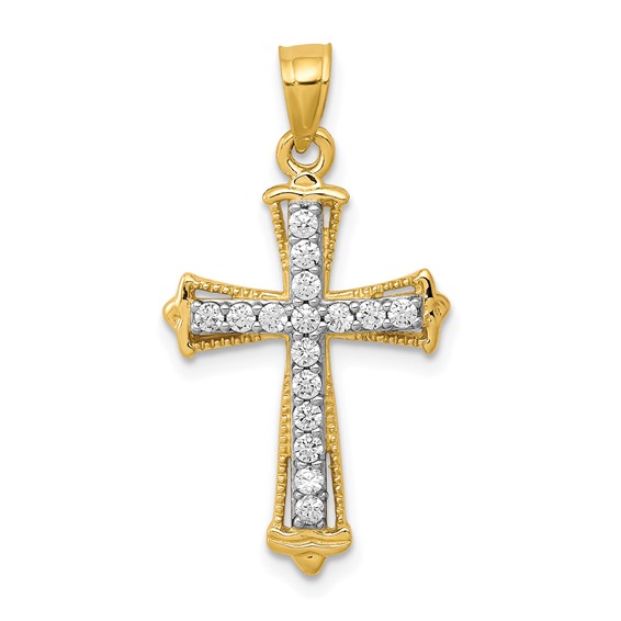 10k CZ Cross Pendant