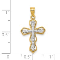 10K Yellow Gold CZ Filigree Cross Pendant view 3