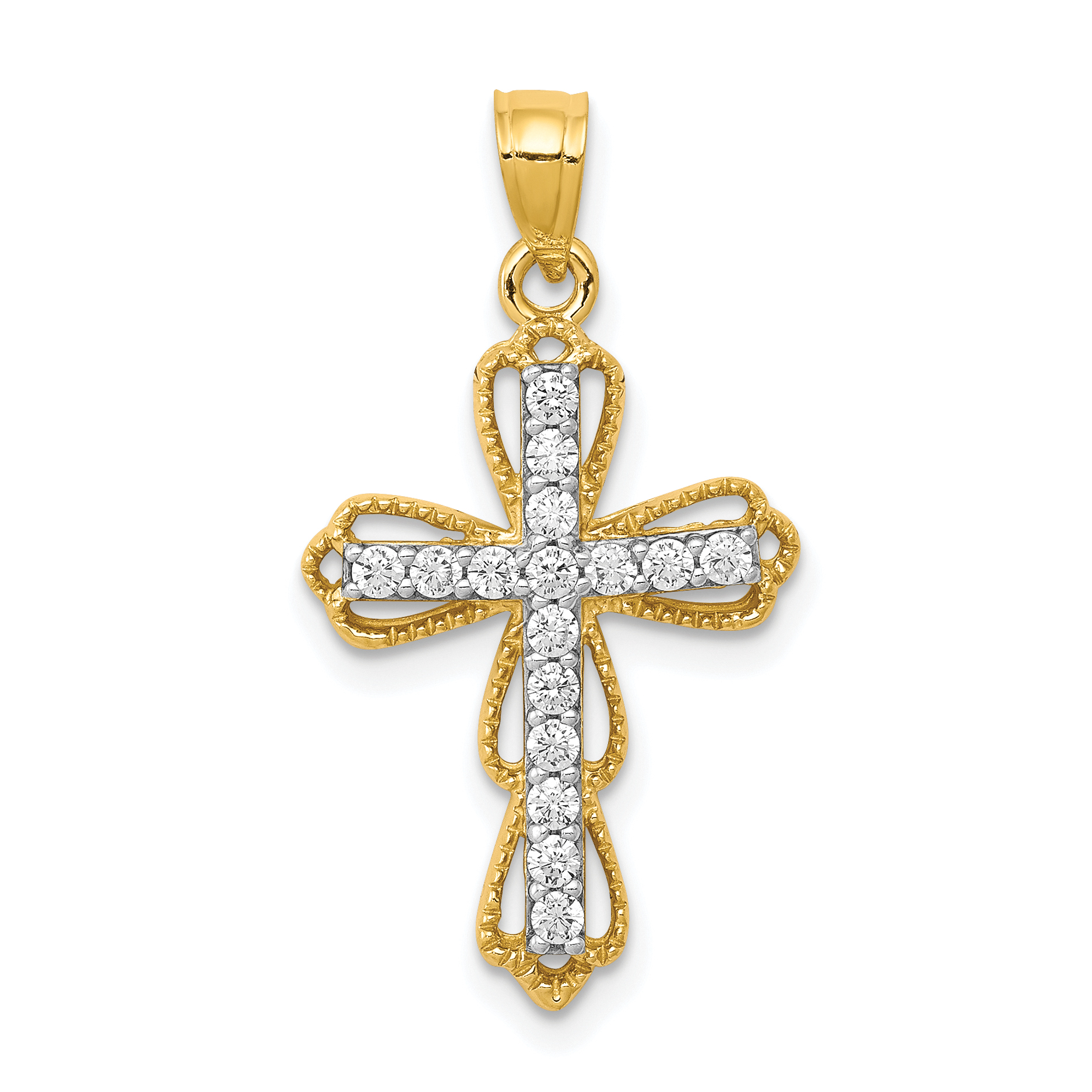 10k CZ Filigree Cross Pendant (10C1142)