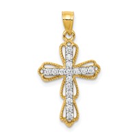10K Yellow Gold CZ Filigree Cross Pendant view 1