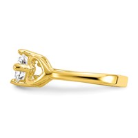 10K Yellow Gold Polished CZ Hearts Ring view 4