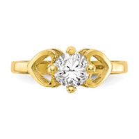 10K Yellow Gold Polished CZ Hearts Ring view 5