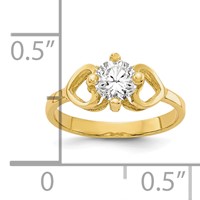 10K Yellow Gold Polished CZ Hearts Ring view 3