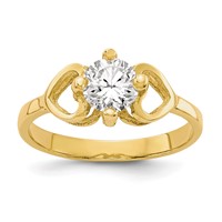 10K Yellow Gold Polished CZ Hearts Ring view 1