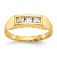 10K Yellow Gold Polished 3-Stone CZ Channel Ring - Size 3 view 1