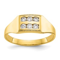 10K Yellow Gold Polished 2-Row CZ Ring - Size 3 view 1