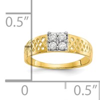 10K Yellow Gold 4-Stone CZ and Lattice Ring view 3